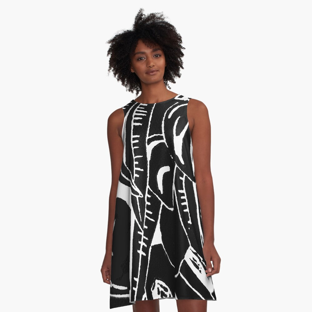 Mango Block Print A Line Dress