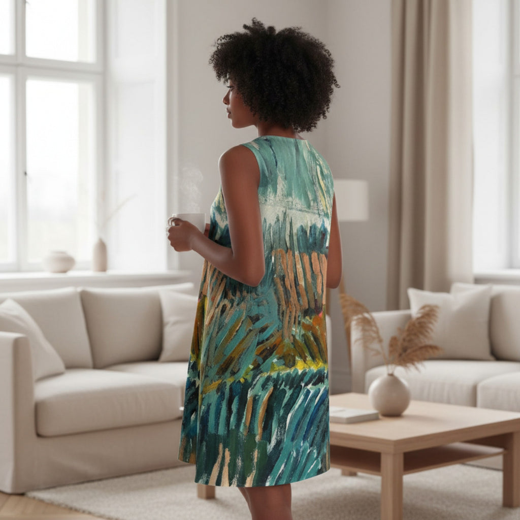 Palm Fronds A Line Dress