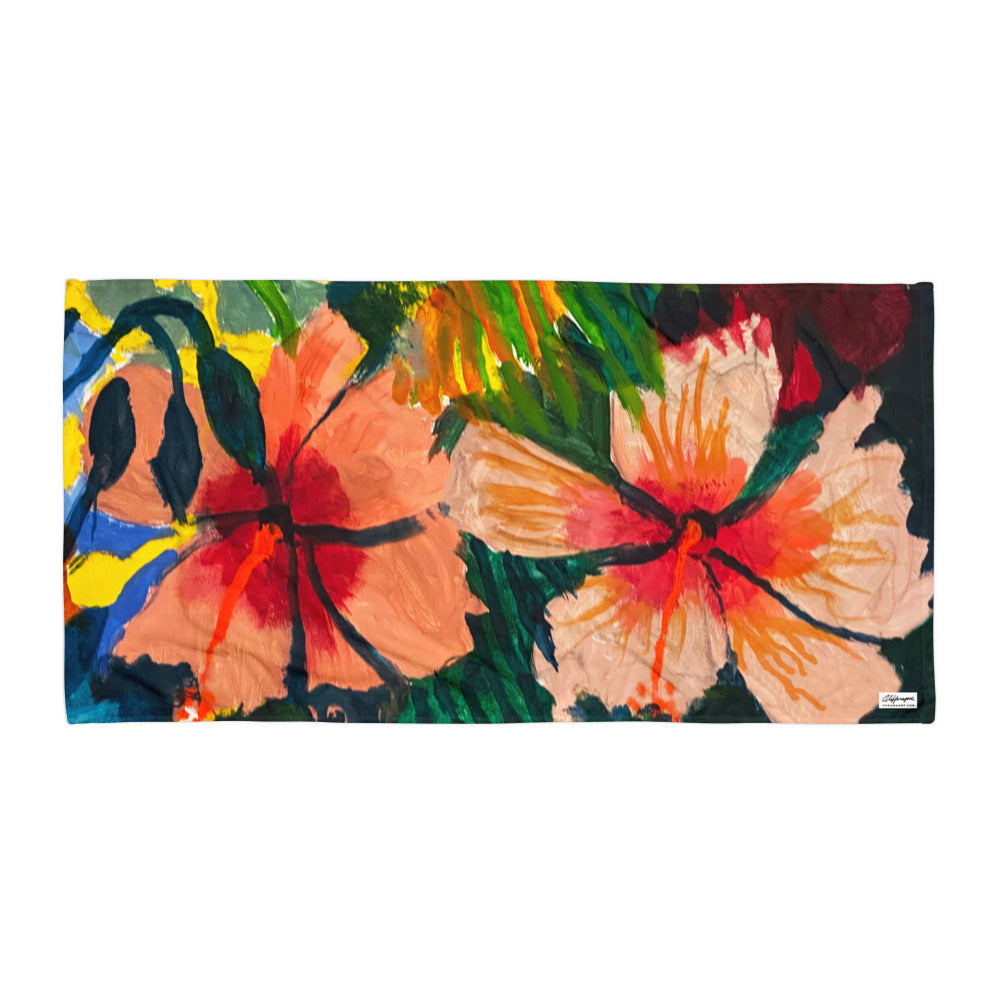Pink Taboga Hibiscus Beach Towel